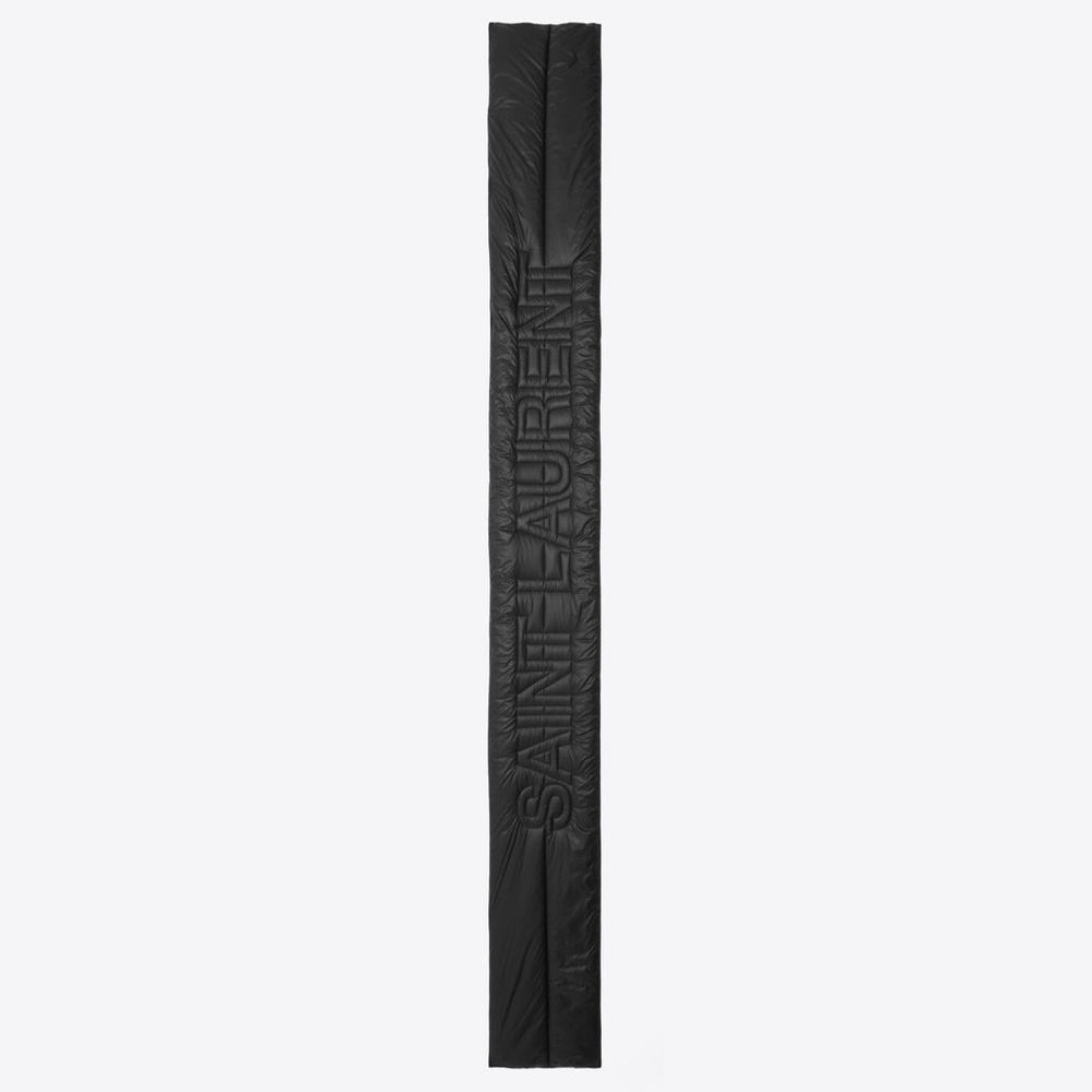 NEW SIGNATURE SAINT LAURENT PUFFER SCARF IN NYLON BLACK - Picture 9 of 12